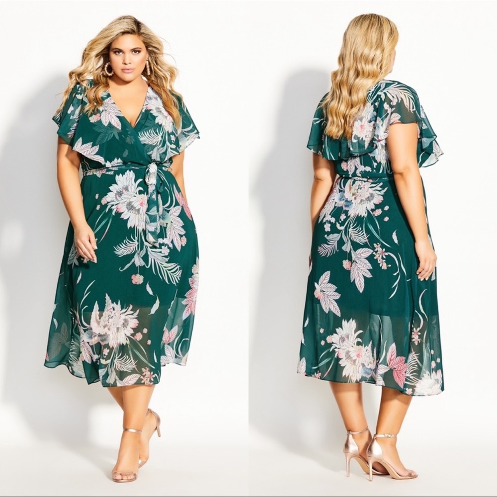 City Chic Amazon Lilly MIDI dress in Jade szXXL/24
